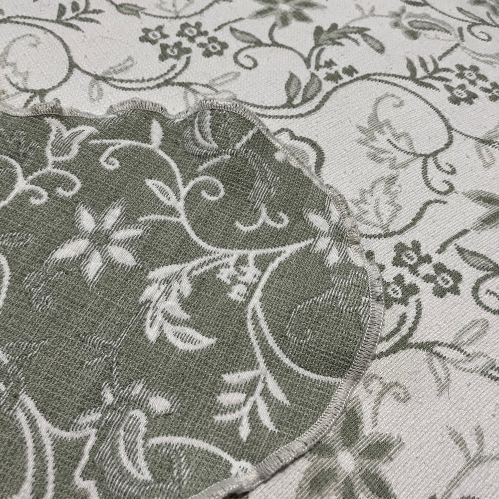 Green Floral Reversible Tapestry Queen Coverlett 115” x 90”.